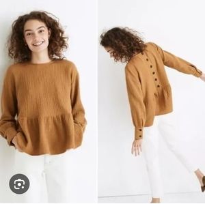 Madewell Lightspun Gauze Blouse in Mustard Yellow